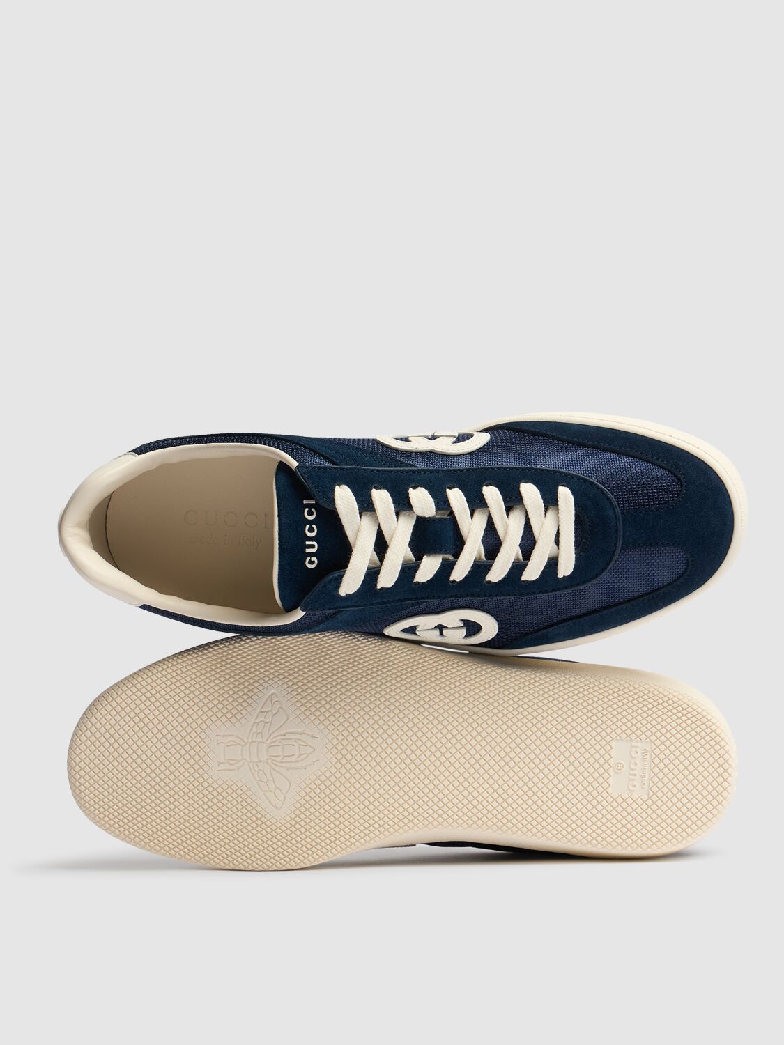 Shop Gucci G74 Gg Suede & Fabric Sneakers In Blue