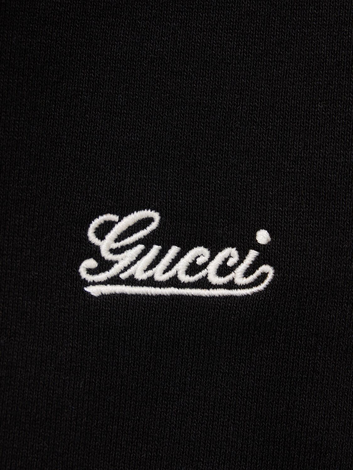 Shop Gucci Logo Cotton Jersey Shorts In Black