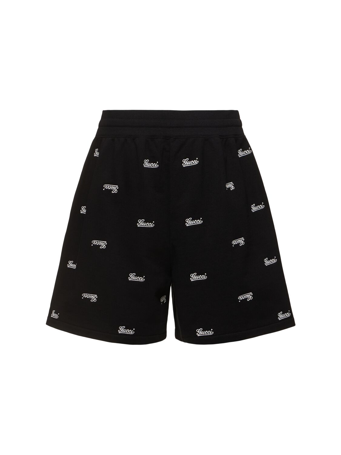 Shop Gucci Logo Cotton Jersey Shorts In Black