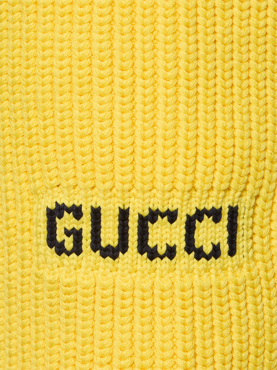 Shop Gucci Logo Cotton Blend Crewneck Sweater In Yellow