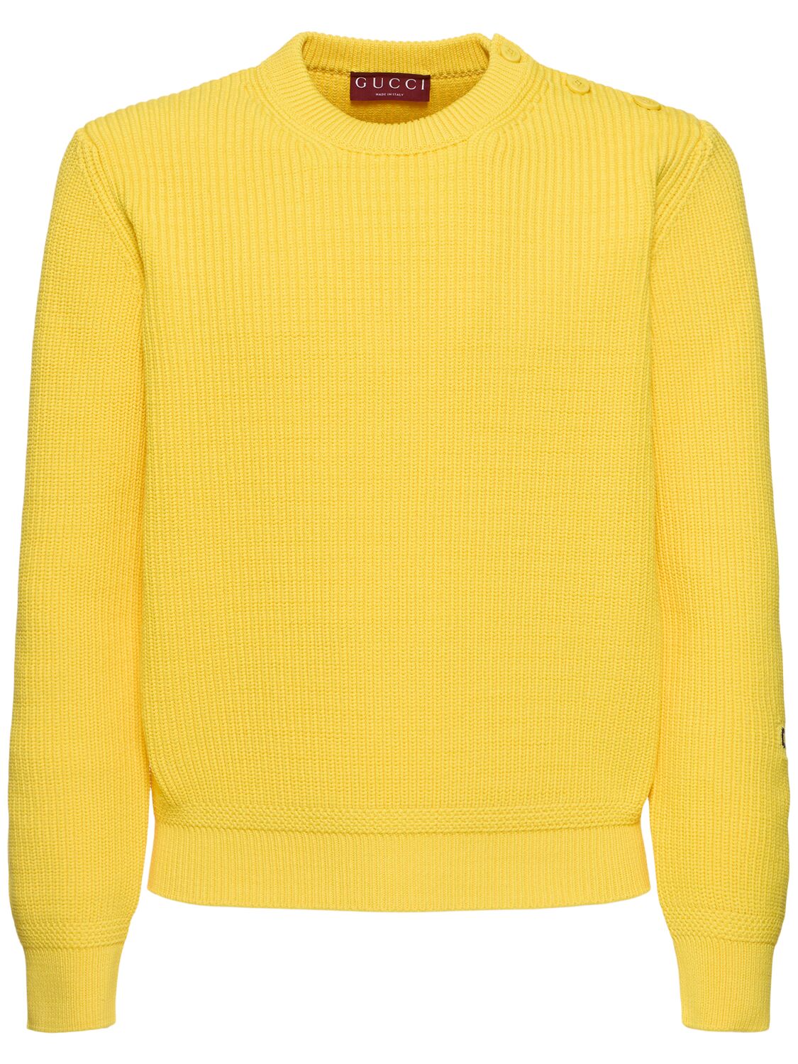 Gucci Logo Cotton Blend Crewneck Sweater In Yellow