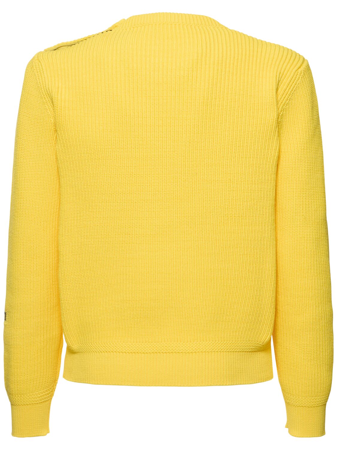 Shop Gucci Logo Cotton Blend Crewneck Sweater In Yellow