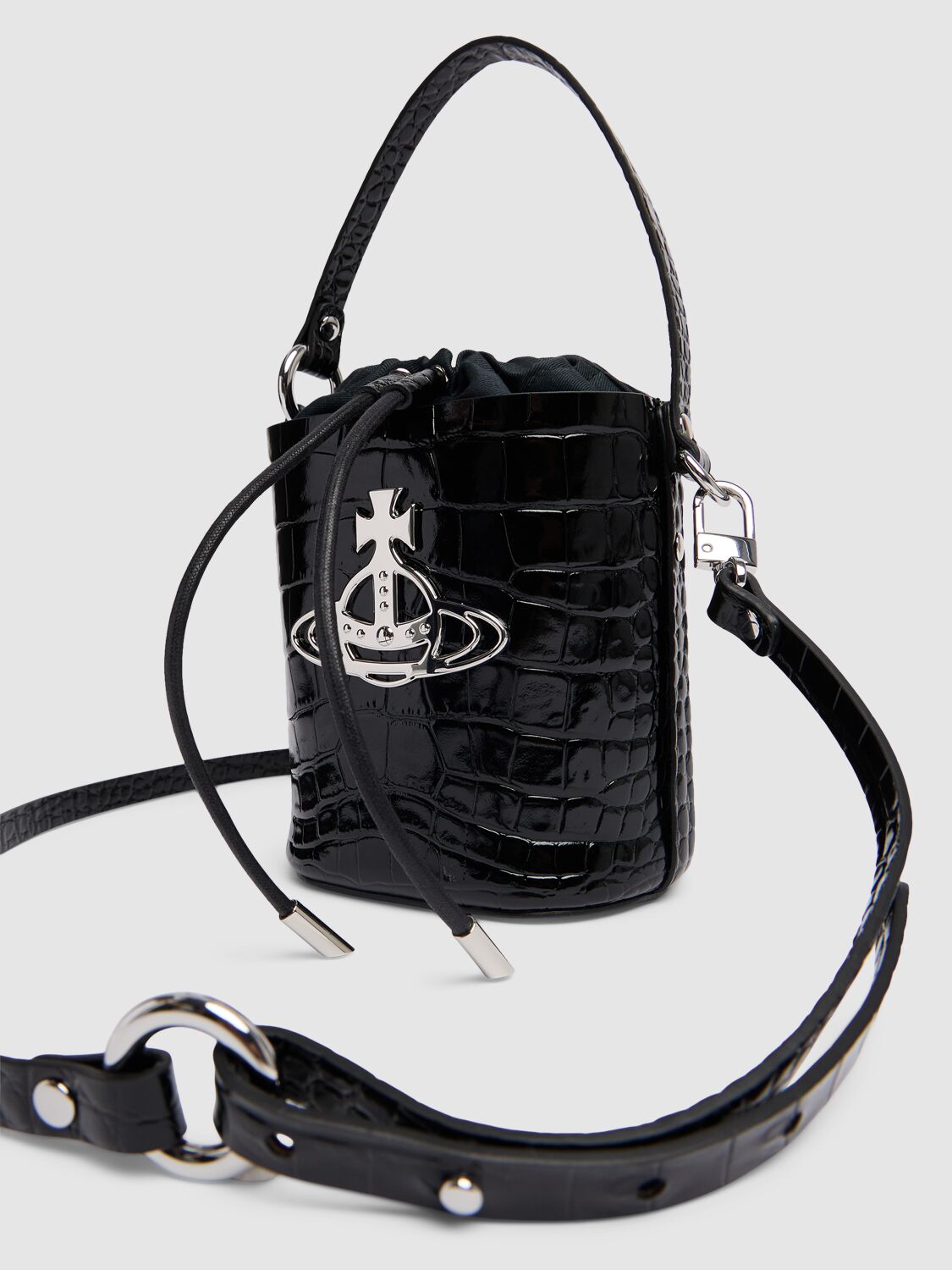 Shop Vivienne Westwood Daisy Saffiano Leather Bucket Bag In Black