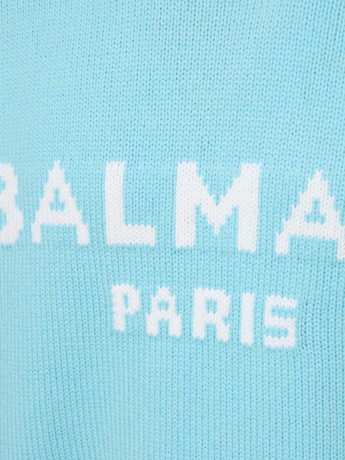 Shop Balmain Wool Sweater In Snc Bleu Ciel