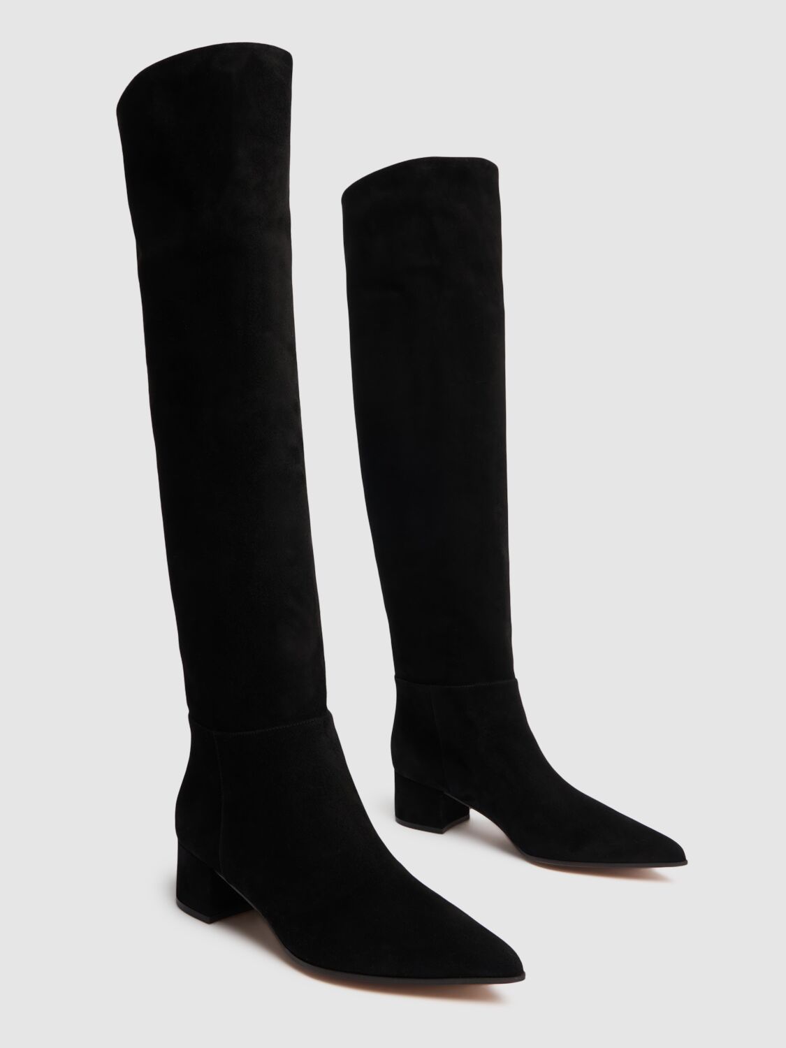 Shop Gianvito Rossi 45mm Suede Over-the-knee Boots In Black