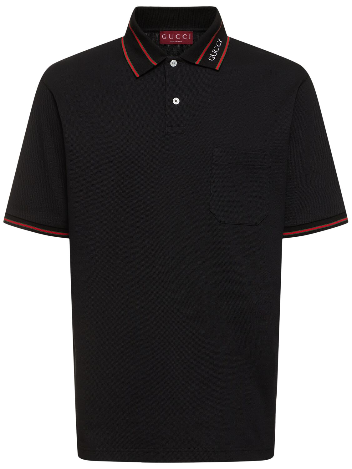 Gucci Cotton Blend Piquet Polo Shirt In Black
