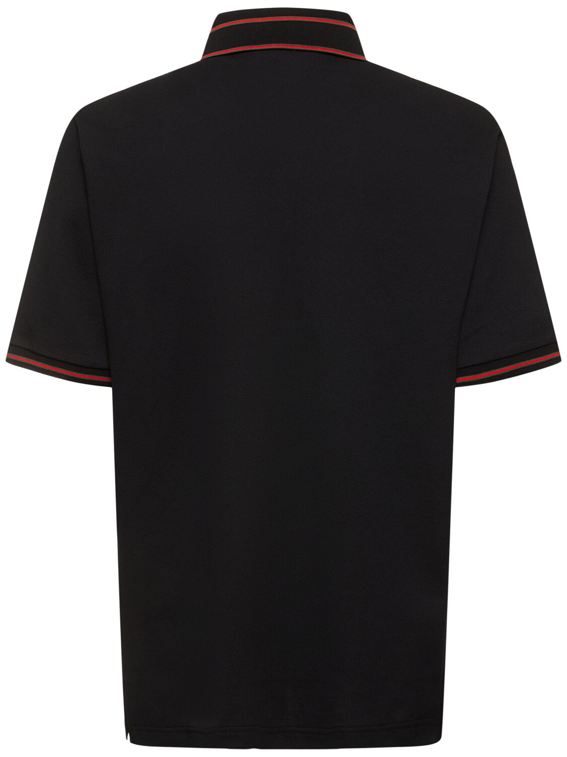 Shop Gucci Cotton Blend Piquet Polo Shirt In Black