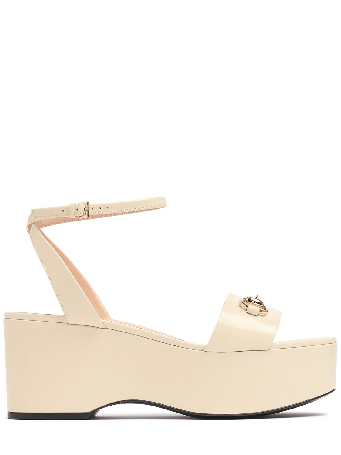 Gucci Lady Horsebit Leather Sandals In White