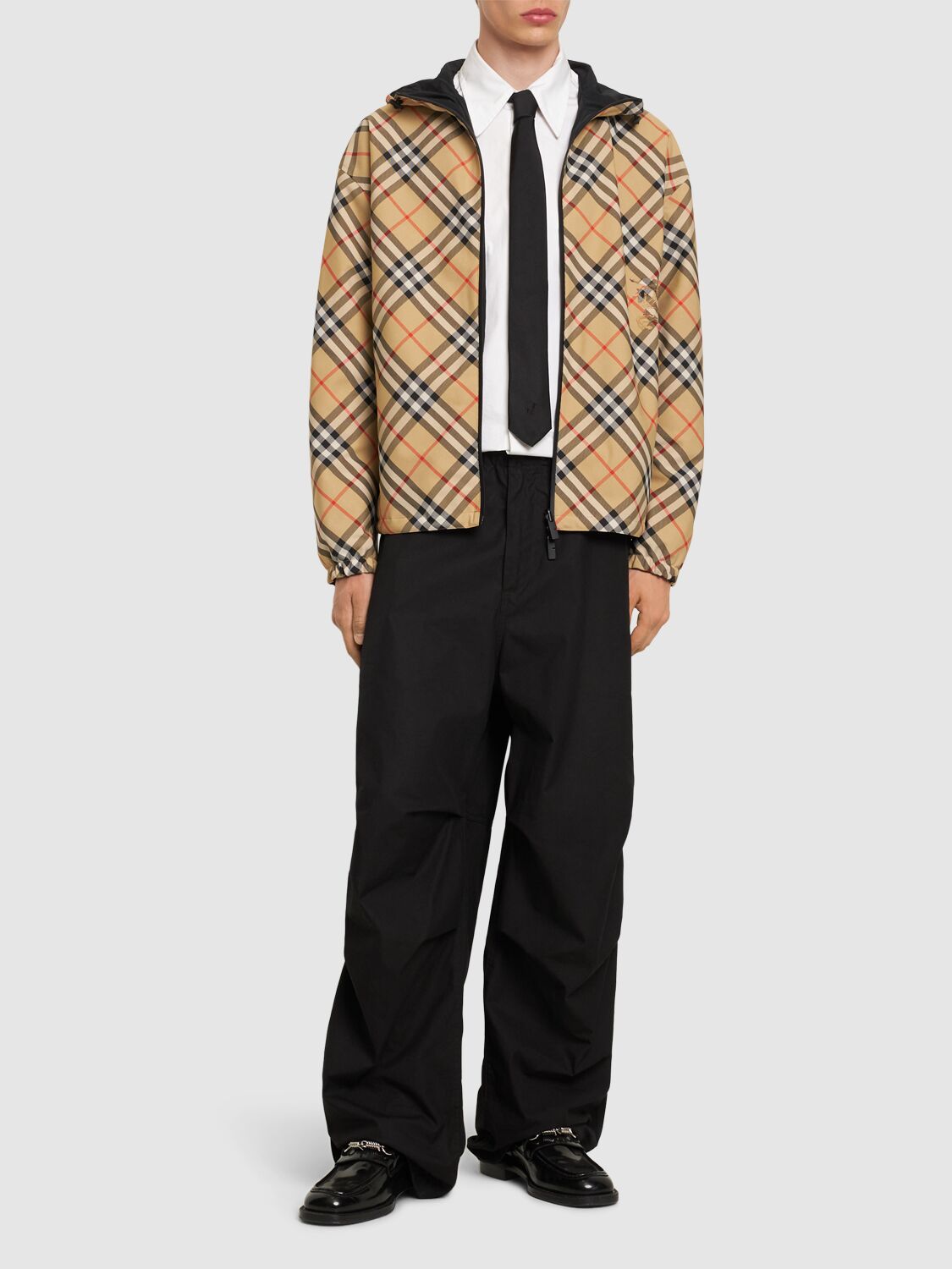 Shop Burberry Essentials Check Reversible Jacket In Sand