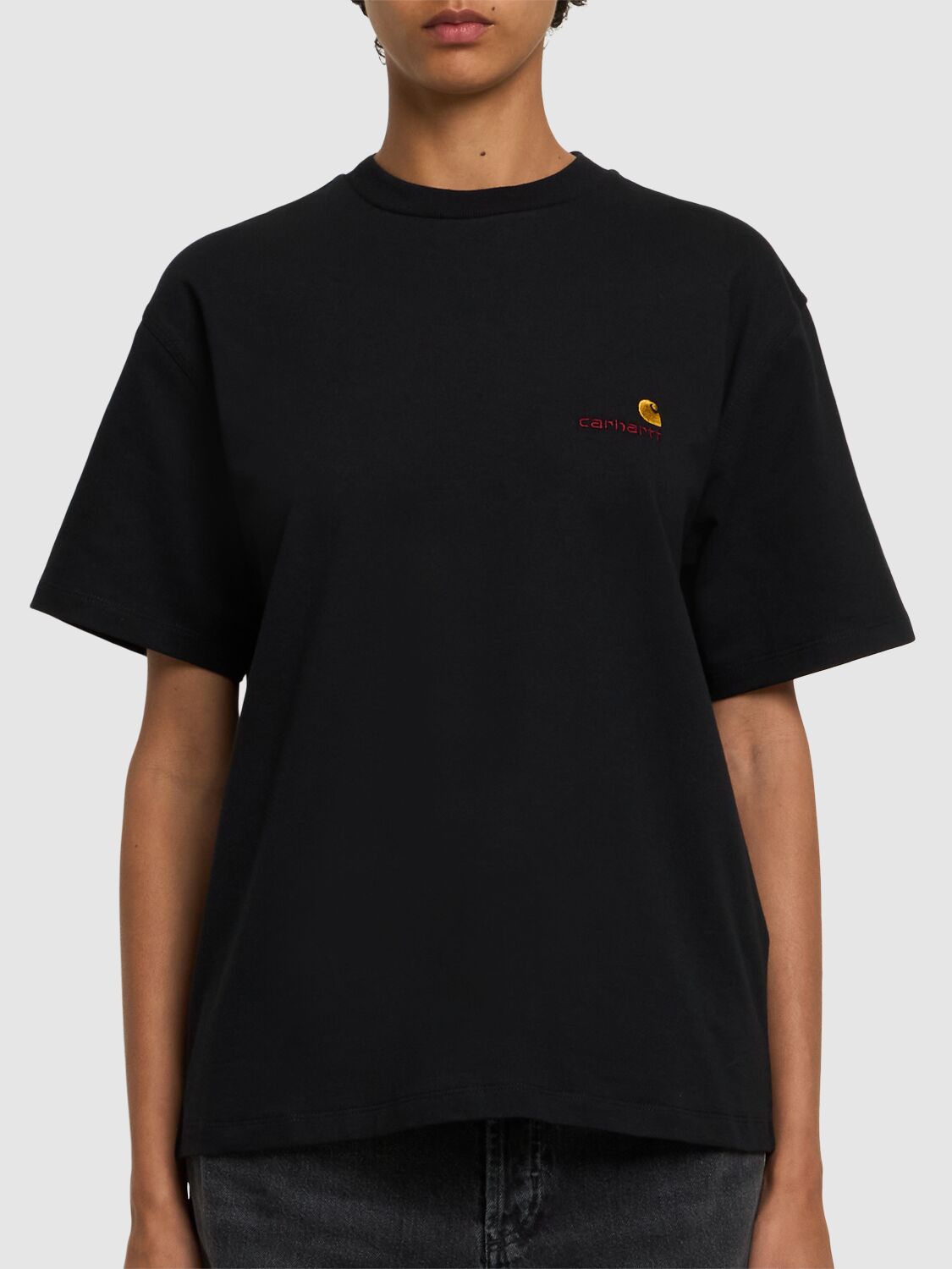 Shop Carhartt American Script Loose Fit T-shirt In Black