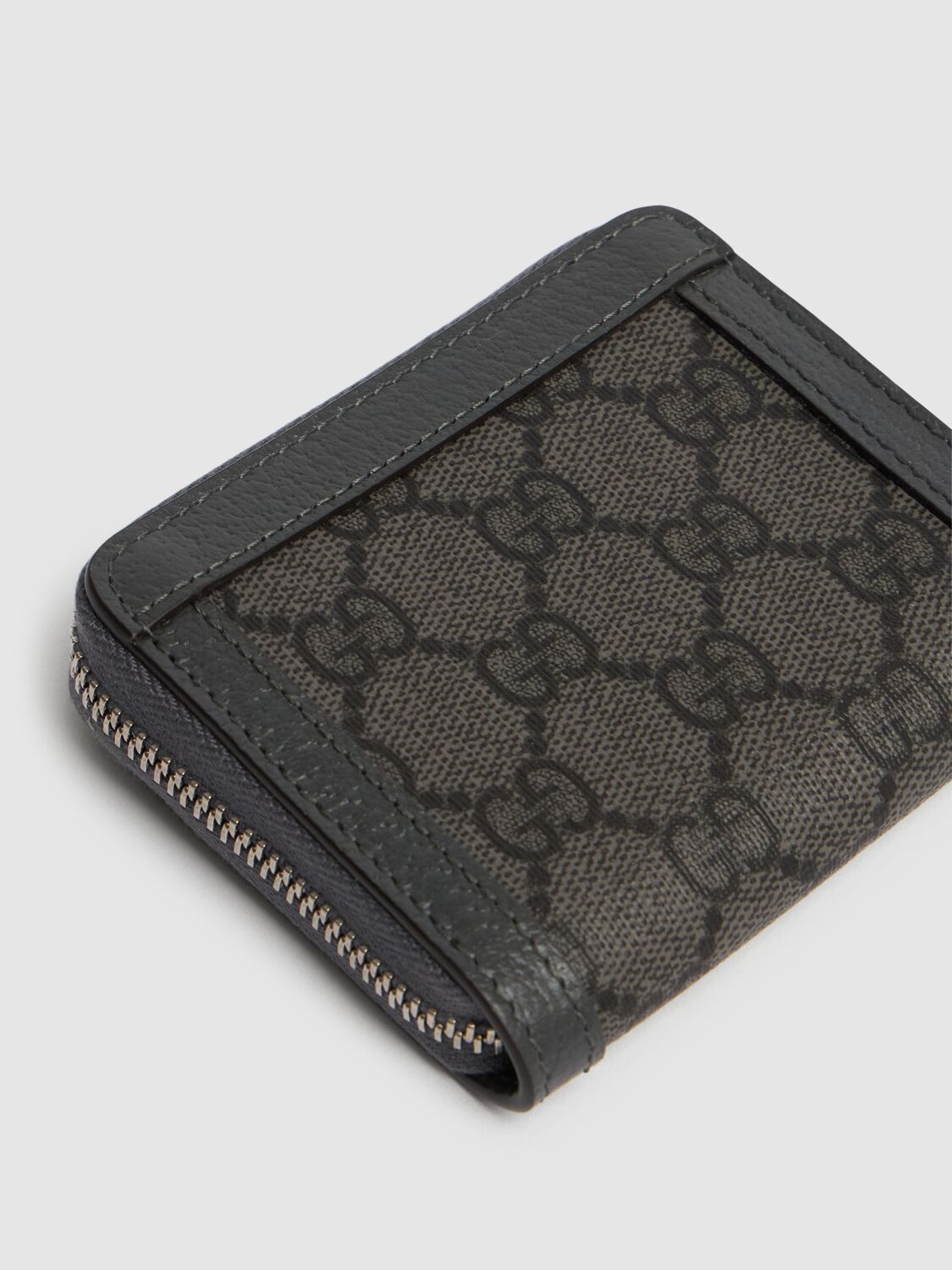 Shop Gucci Ophidia Gg Zip Around Wallet In Grey/black