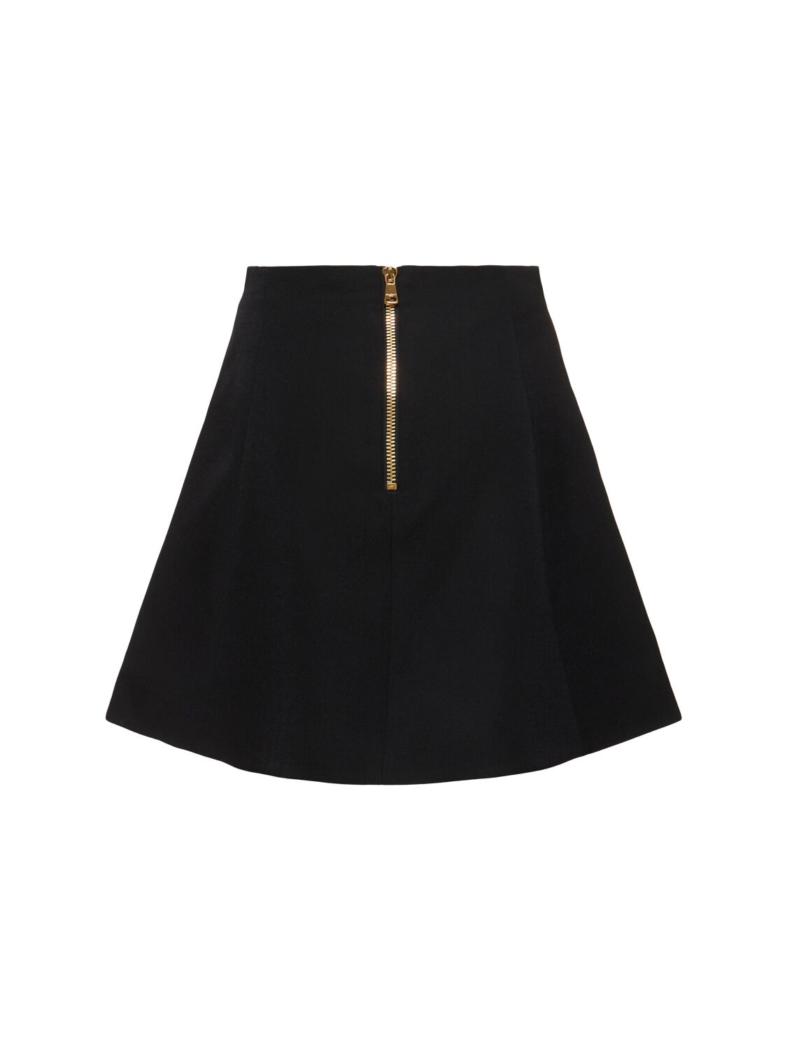 Shop Balmain Wool Grain De Poudre Mini Skirt In Black