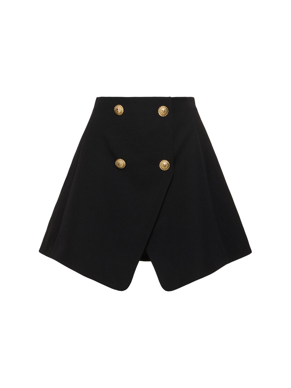 Balmain Wool Grain De Poudre Mini Skirt In Black