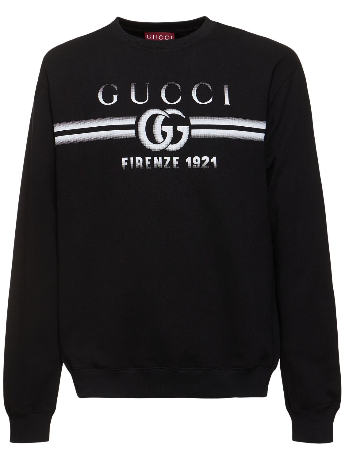 Gucci Logo Light Felted Cotton Sweatshirt In Black