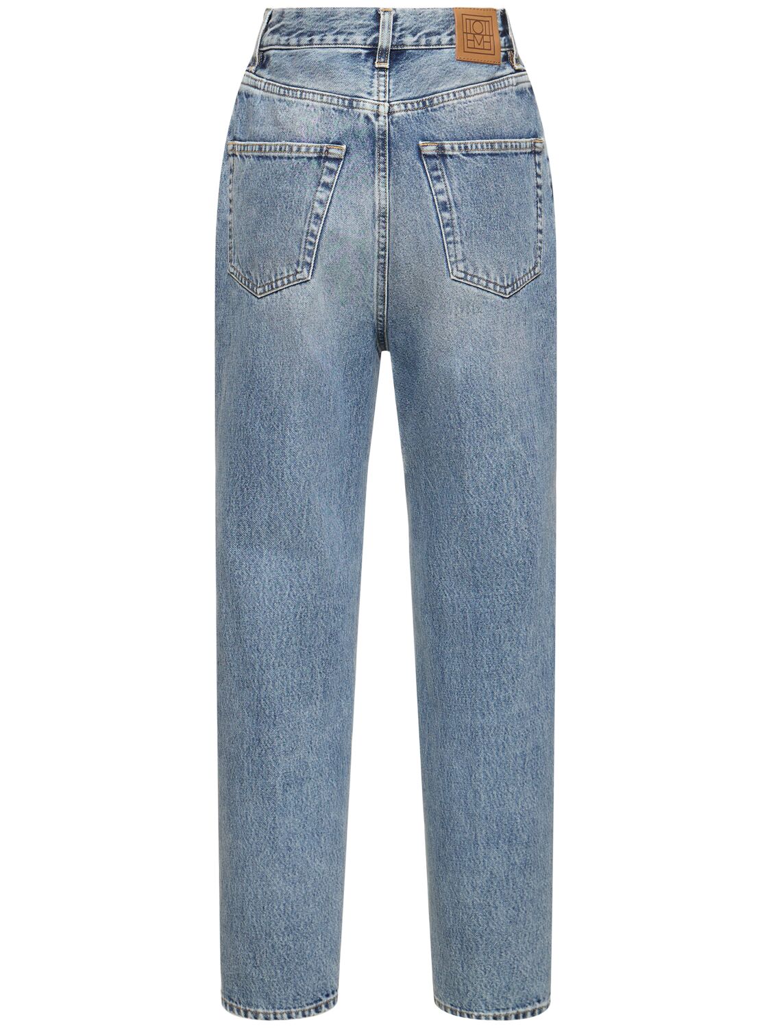 Shop Totême Tapered Leg Organic Denim Jeans In Light Blue