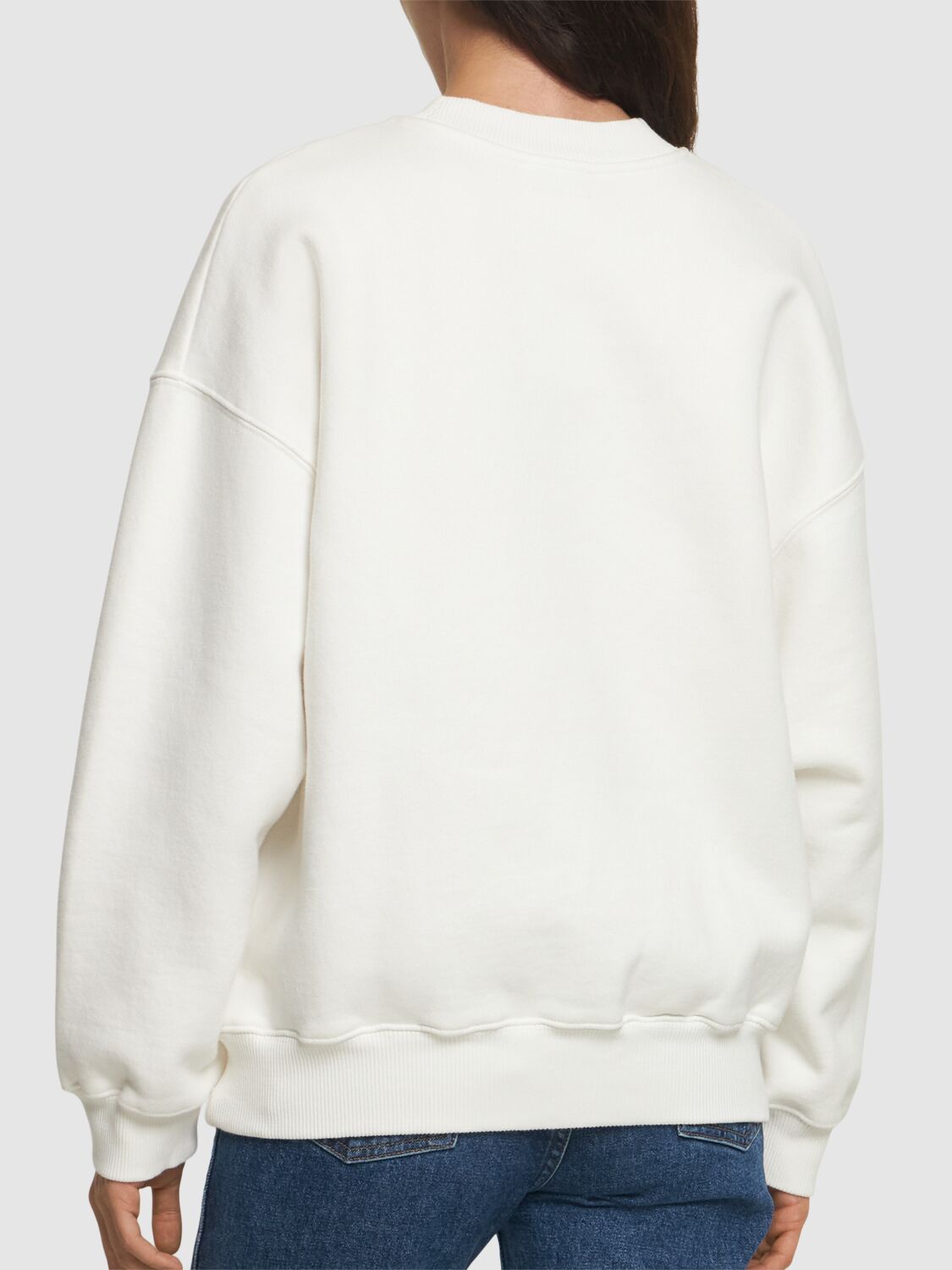 Shop Anine Bing Jaci Monogram Cotton Blend Sweatshirt In Ivory