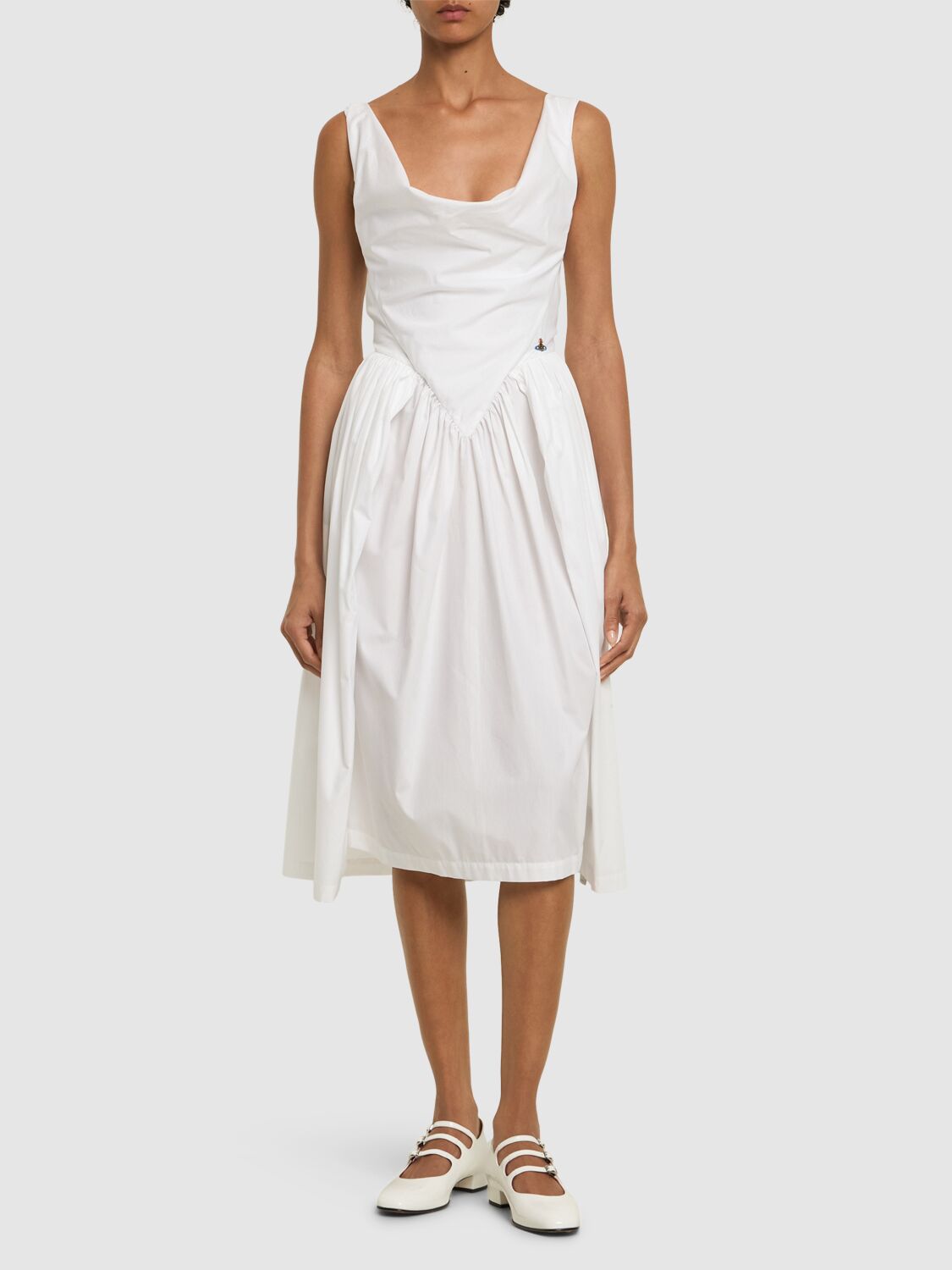 Shop Vivienne Westwood Sunday Poplin Corset Midi Dress In White