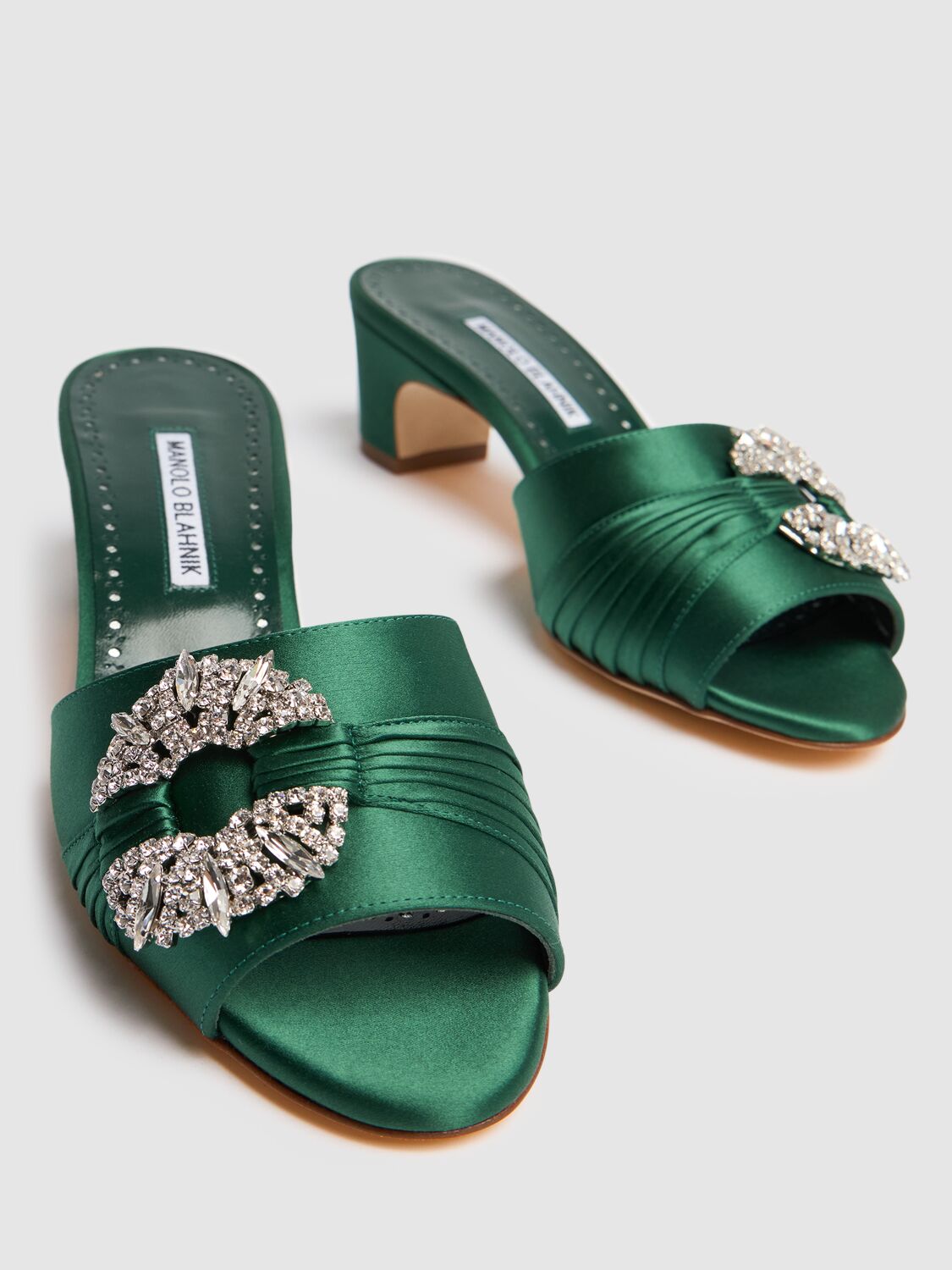 MANOLO BLAHNIK 50MM PRINAP SATIN MULES 
