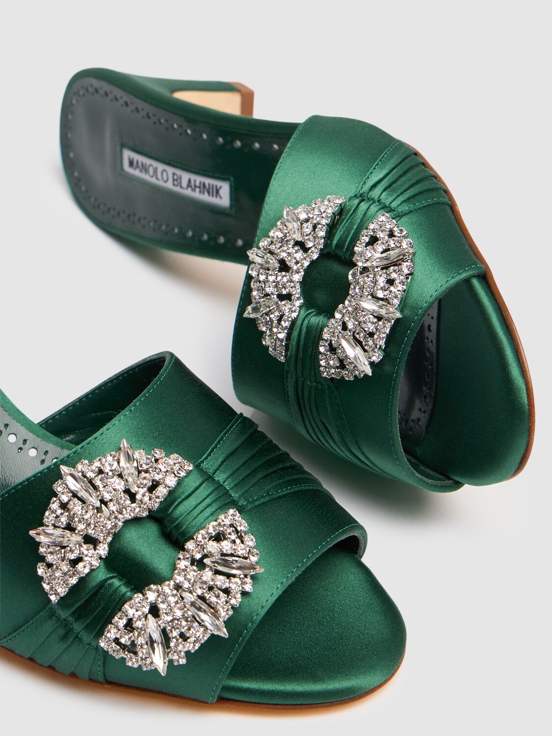 MANOLO BLAHNIK 50MM PRINAP SATIN MULES 