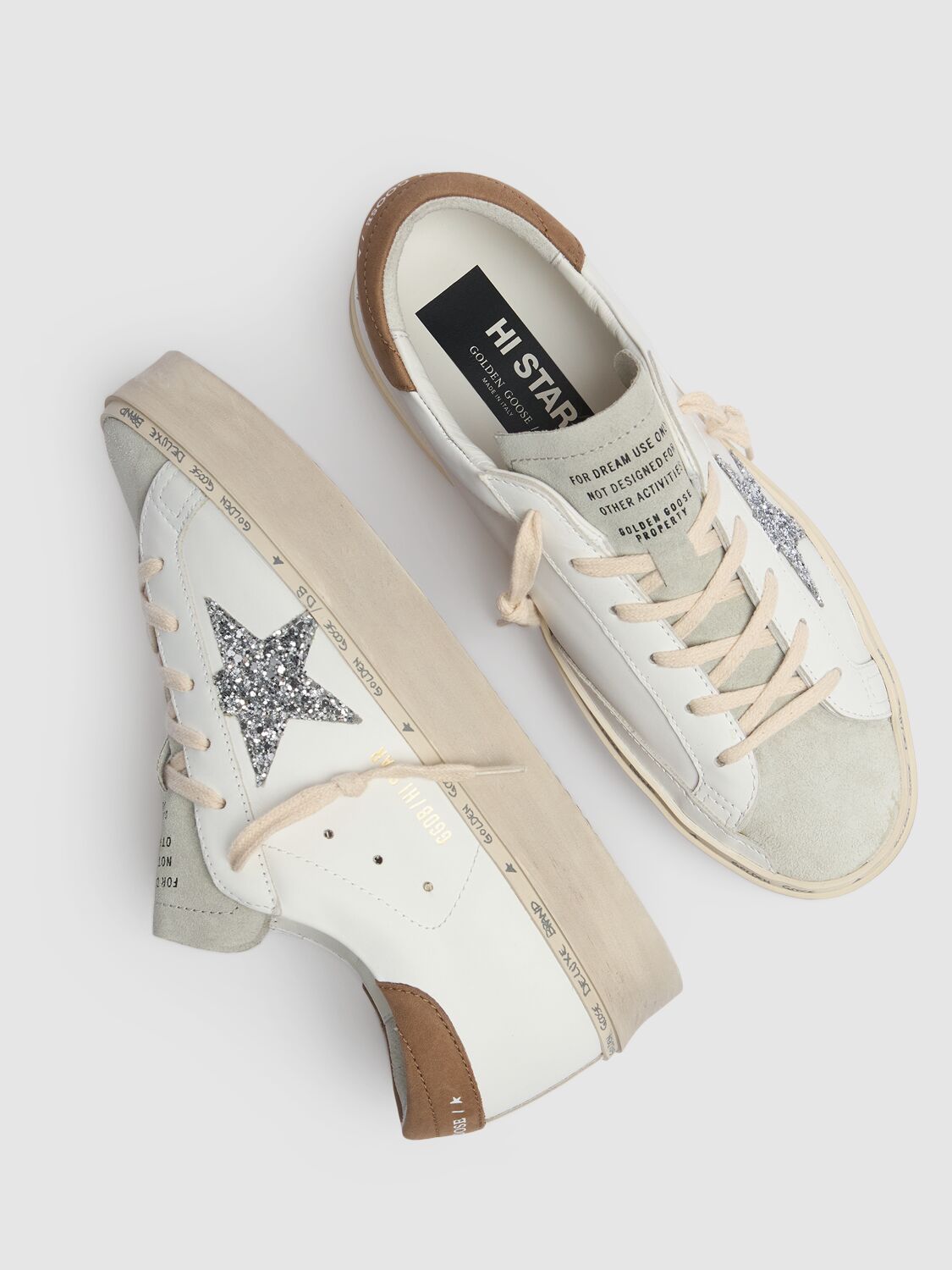 Golden Goose Hi Star Lace-up Sneakers In White,taupe