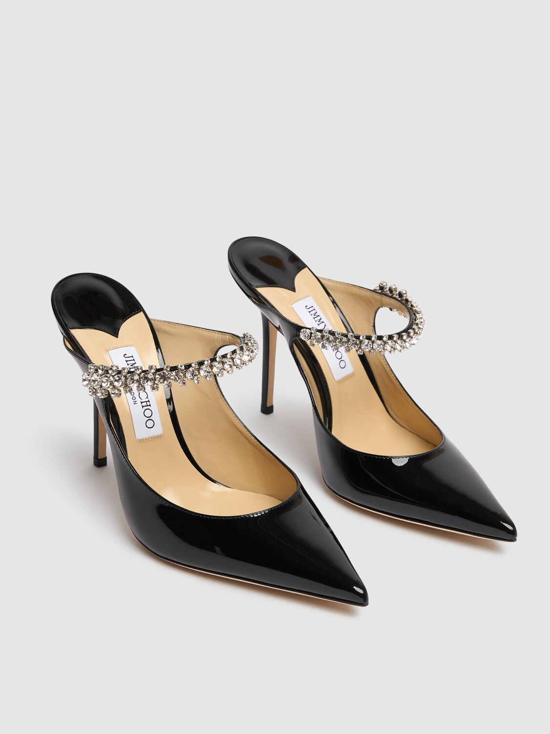 Shop Jimmy Choo 100mm Bing Patent Leather Mules In Black