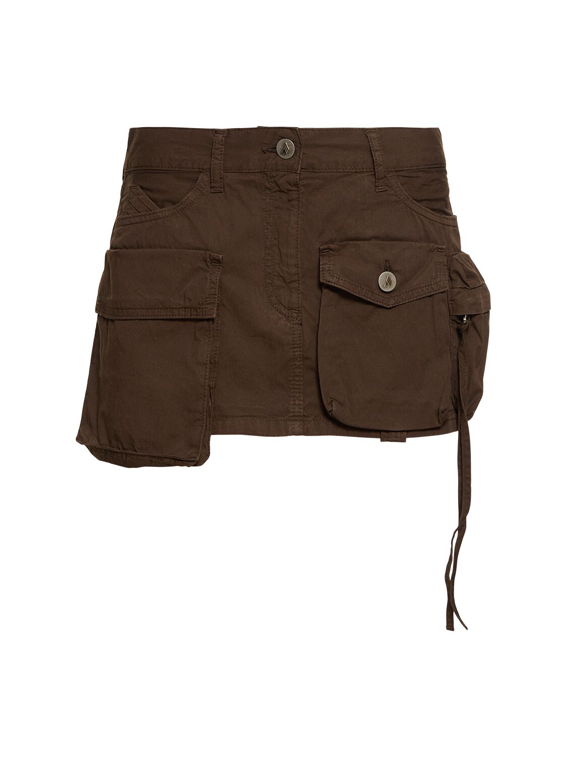 Attico Canvas Cargo Mini Skirt In Downtown Brown