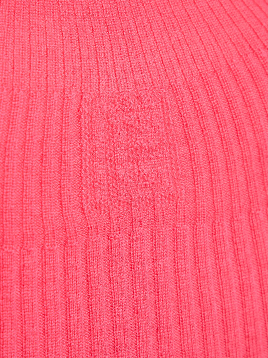 Shop Balmain Rib Knit Wool Short Sleeve Top In Fuchsia