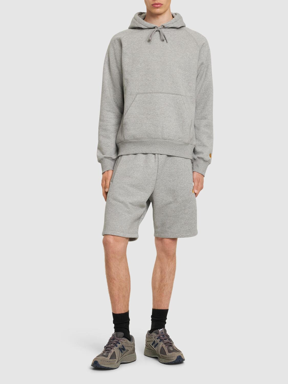 Shop Carhartt Chase Cotton Blend Hoodie In Heather Grey