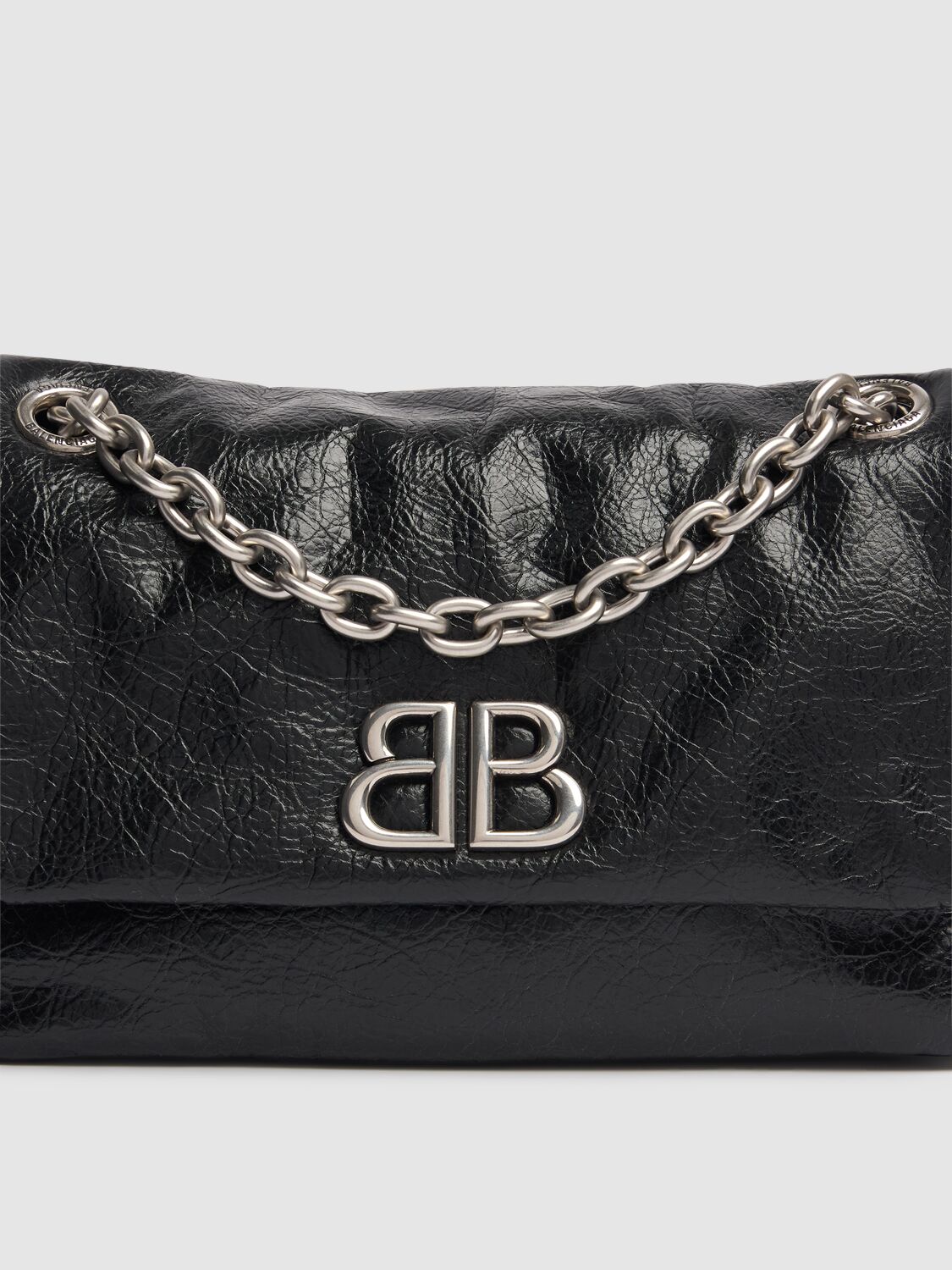 Shop Balenciaga Mini Monaco Leather Shoulder Bag In Black