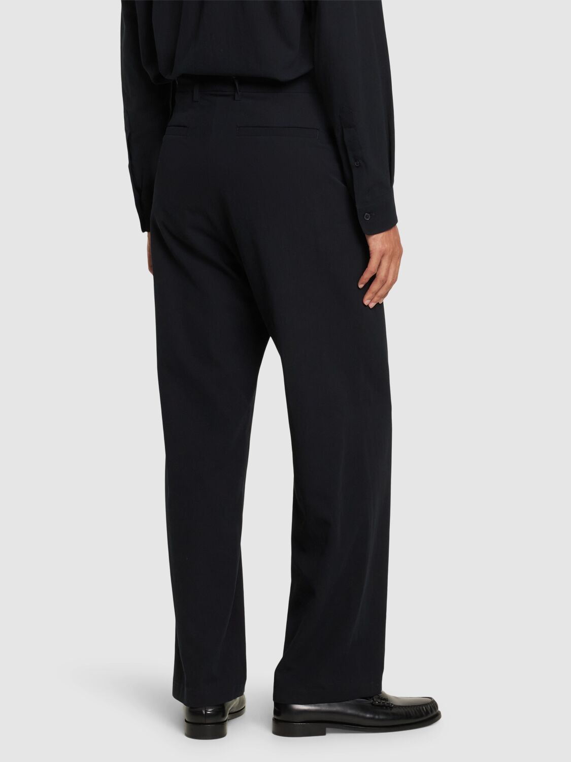 Shop Auralee Cotton & Silk Viyella Relaxed Fit Pants In Navy