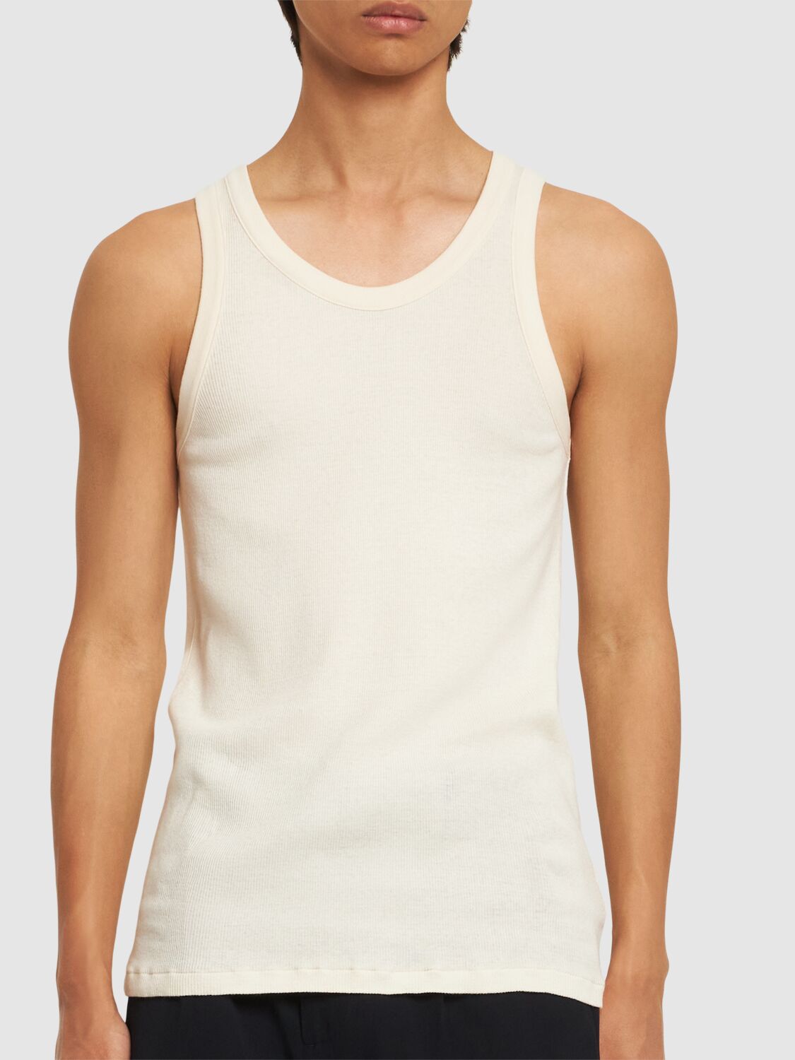 Shop Auralee Organic Cotton Rib Tank Top In Ivory