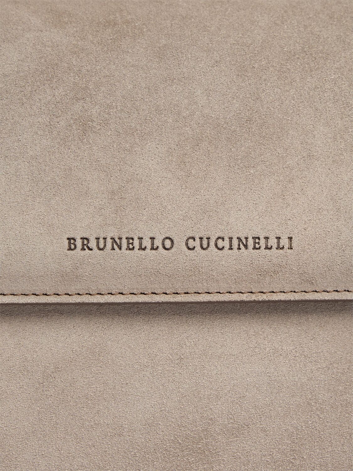 Shop Brunello Cucinelli Softy Velour Shoulder Bag In Dark Beige