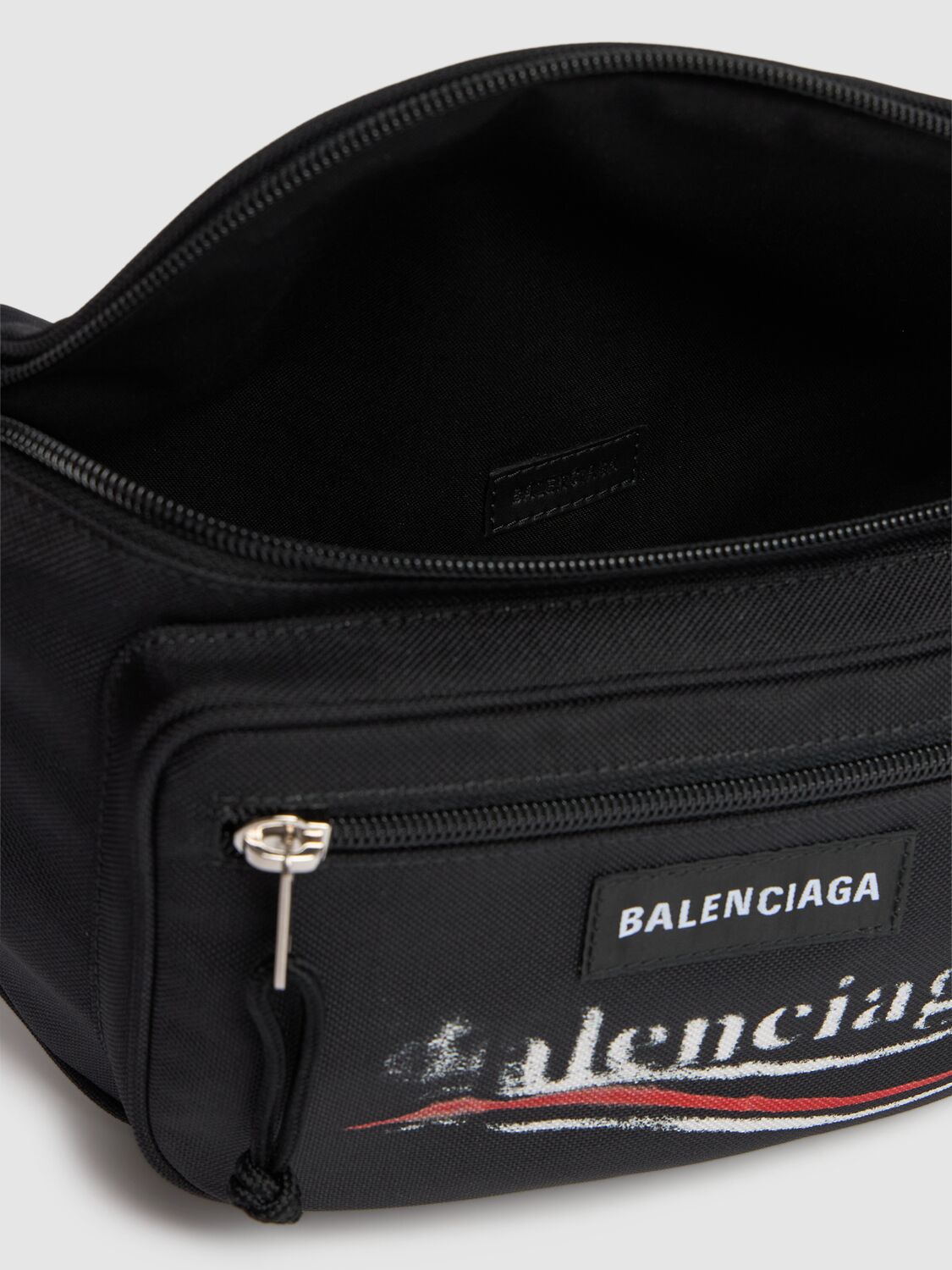 Shop Balenciaga Explorer Nylon Belt Bag In Black