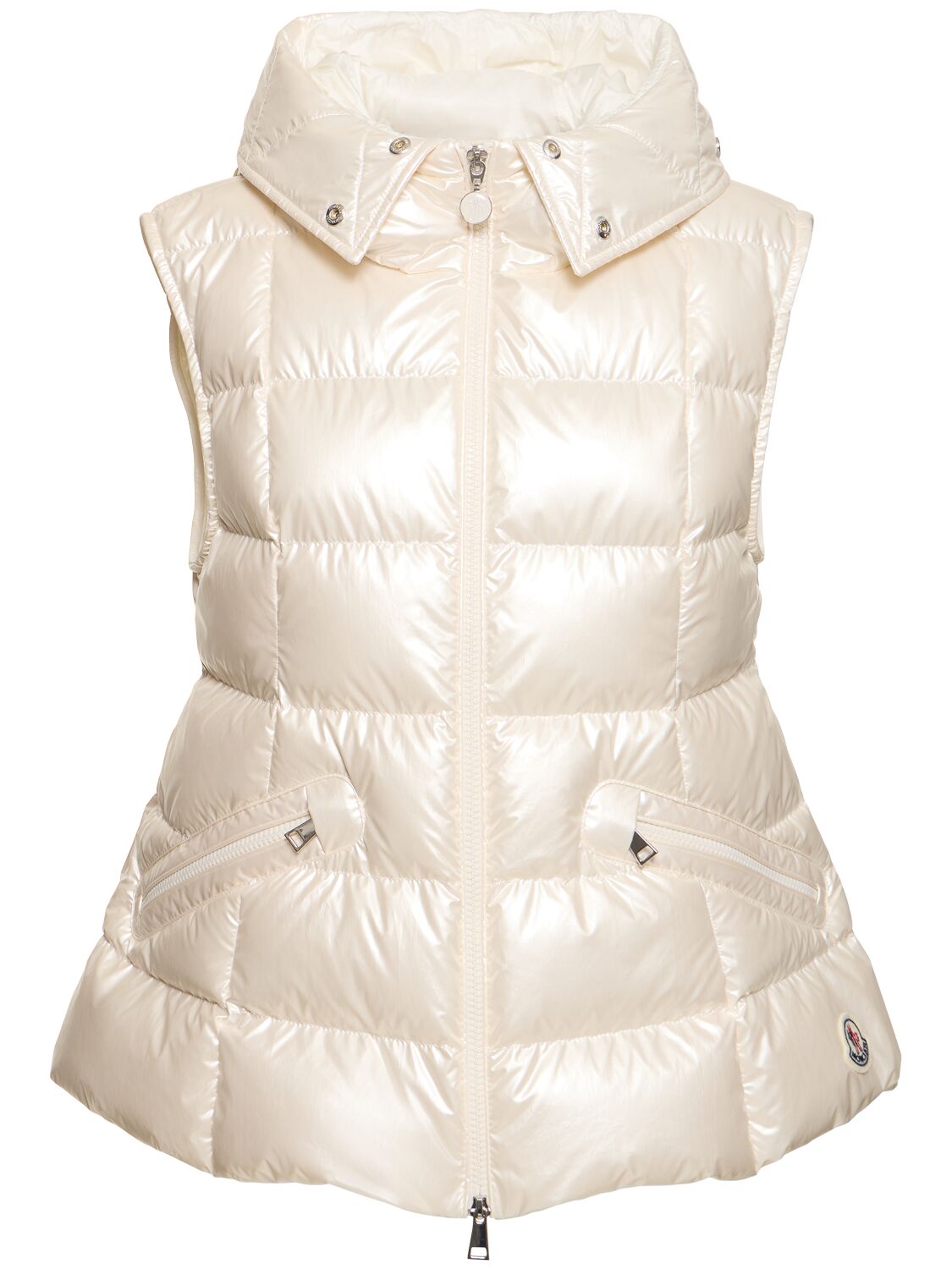 Shop Moncler Anse Laminated Nylon Down Vest In White