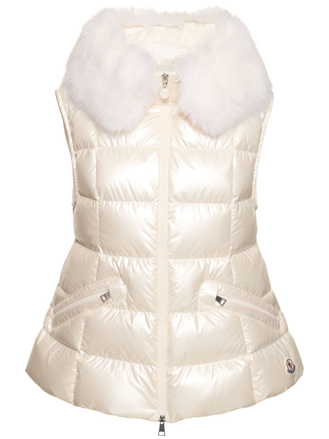 Moncler Anse Laminated Nylon Down Vest In White