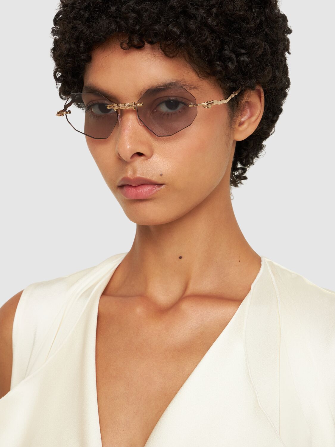 Shop Kuboraum Berlin H44 Foldable Acetate & Metal Sunglasses In Gold