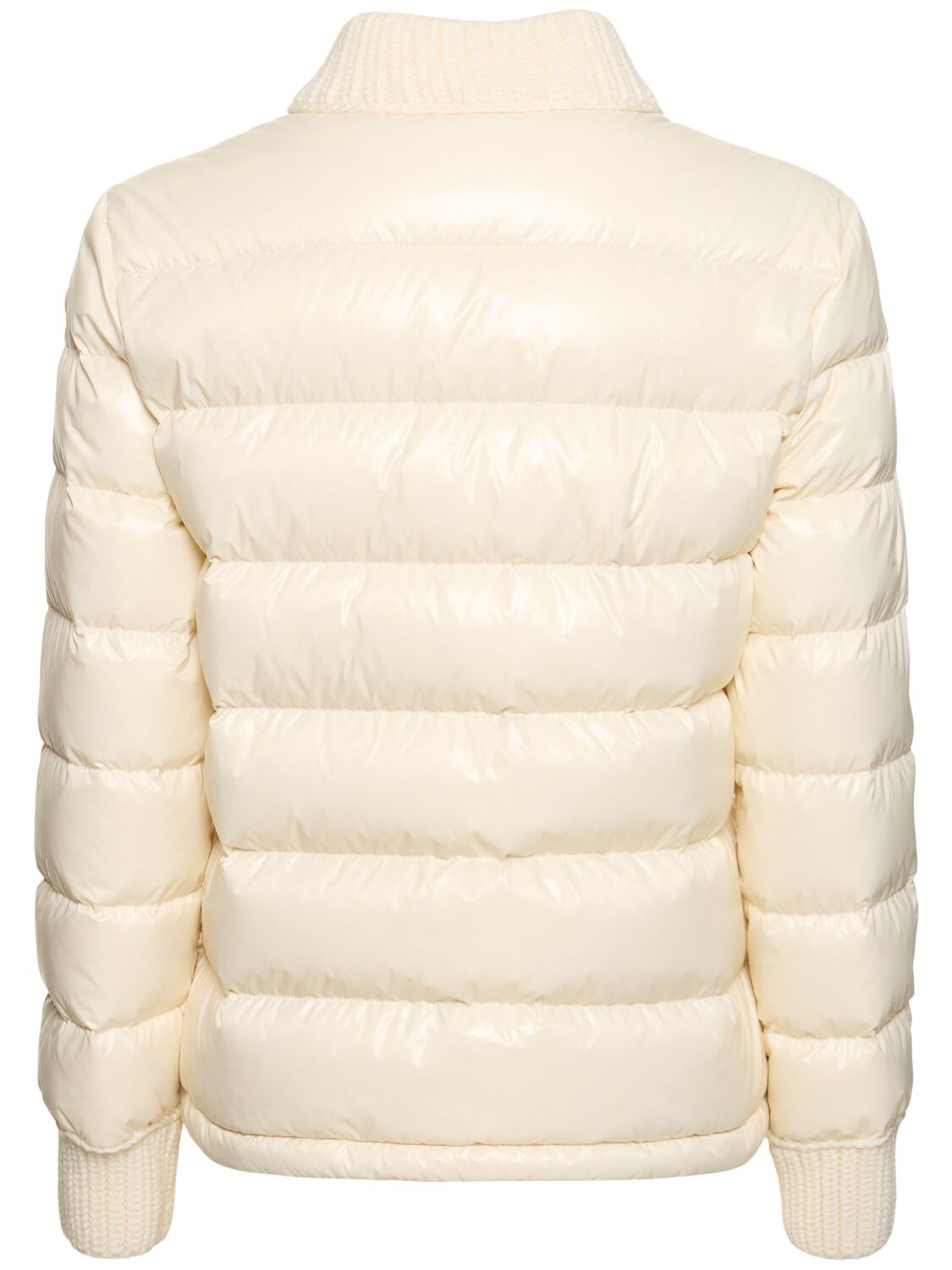 Shop Moncler Arcelot Nylon Laqué Down Jacket In Beige