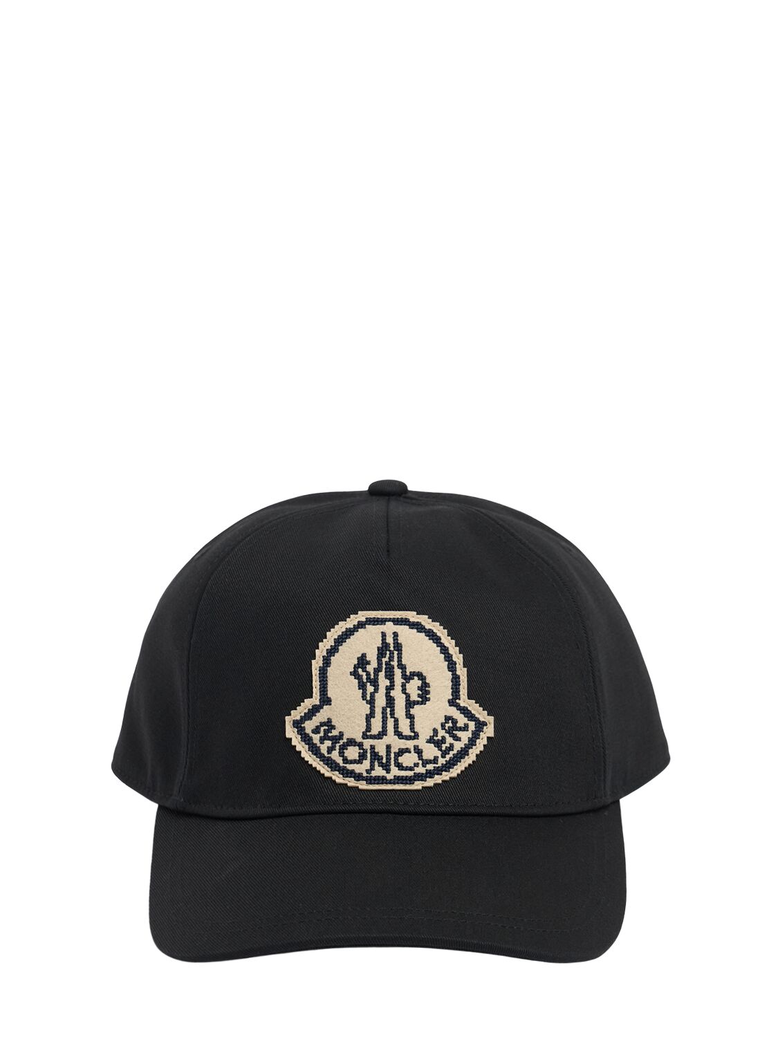 Moncler Logo Detail Cotton Baseball Cap In Black