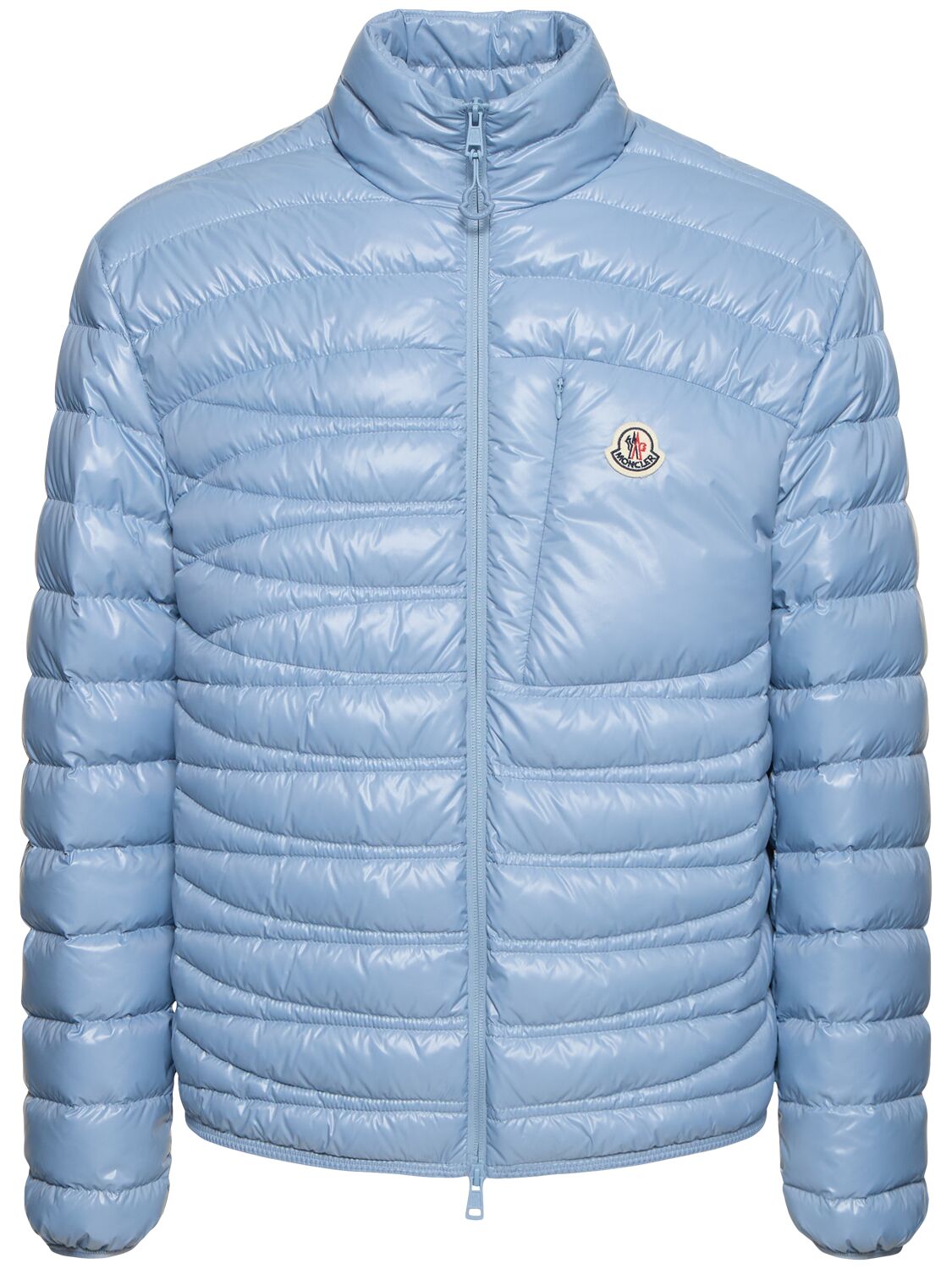 Shop Moncler Leveche Nylon Down Jacket In Light Blue