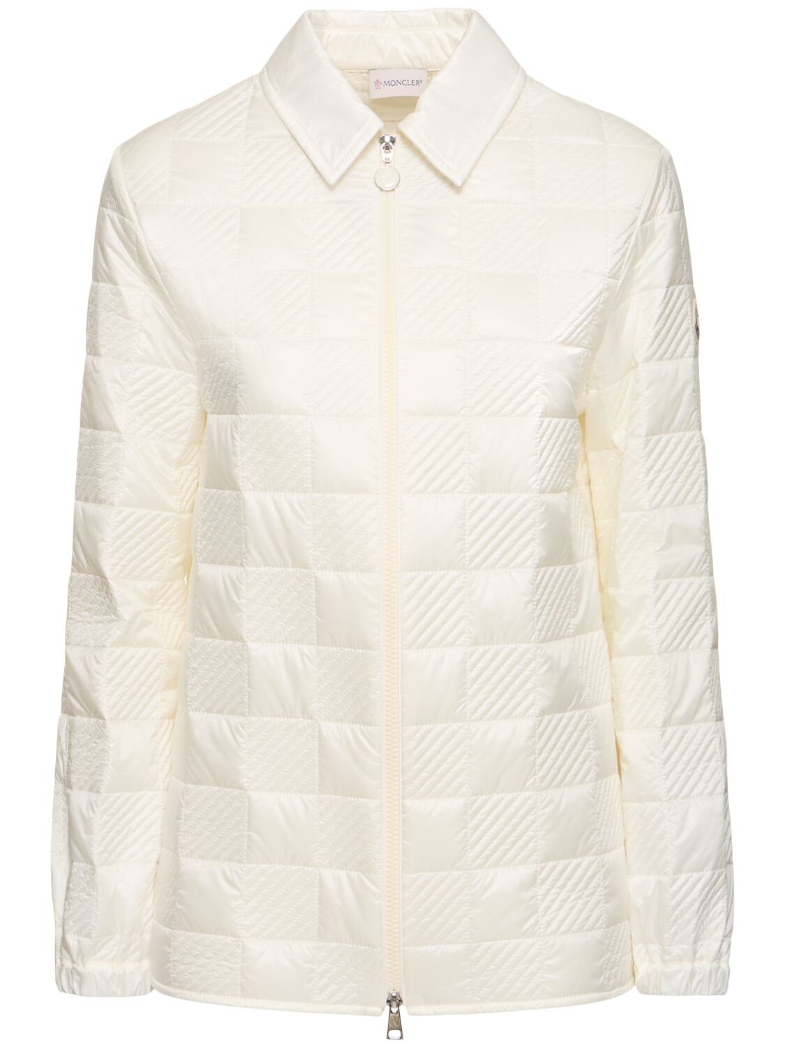 Moncler Quilted Nylon Jacket In Silk White