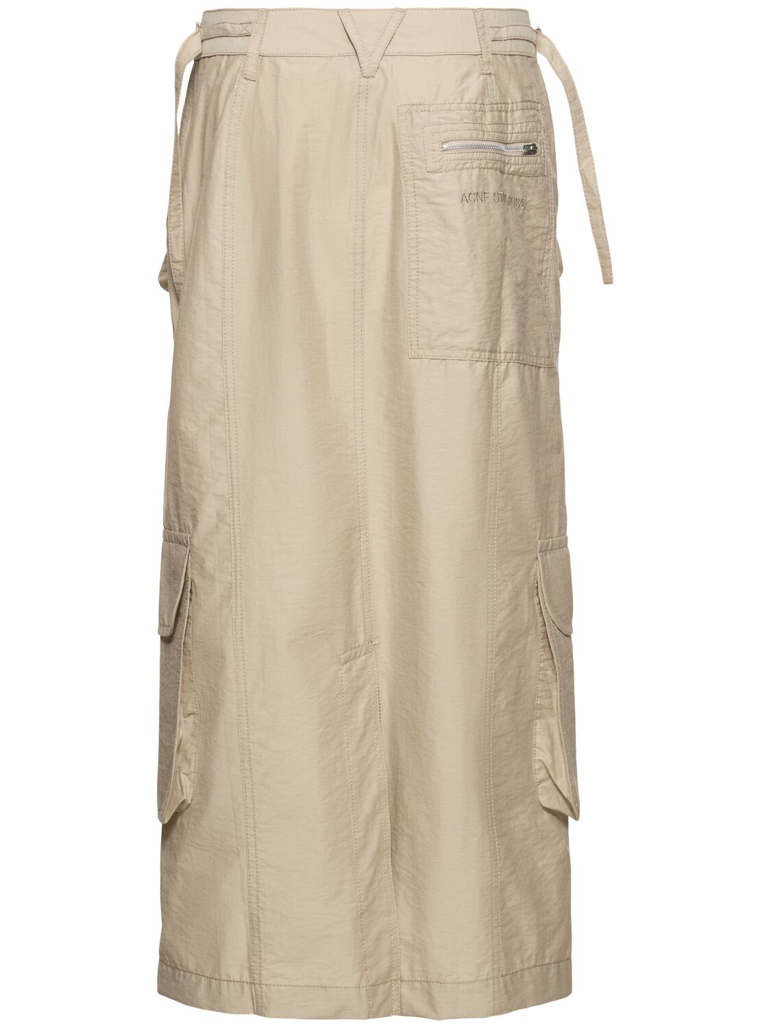 Shop Acne Studios Cotton Blend Cargo Long Skirt In Beige