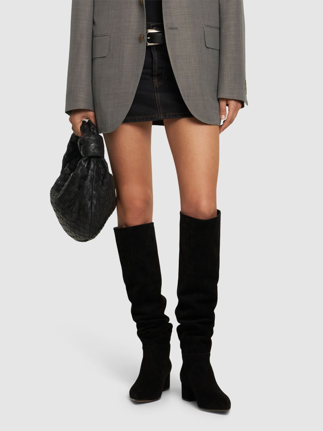 Shop Gianvito Rossi 45mm Suede Over-the-knee Boots In Black