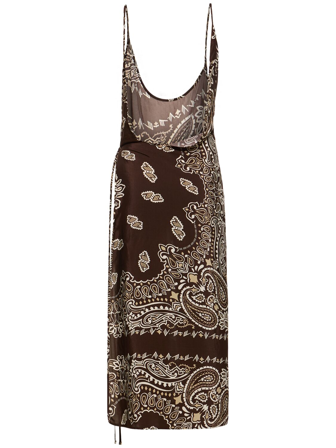 Shop Attico Printed Viscose Twill Midi Dress In Downtown Brown