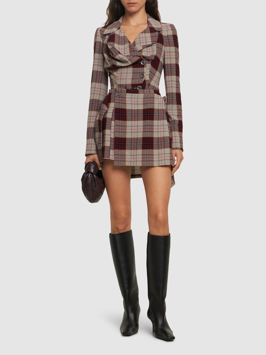 Shop Vivienne Westwood Meghan Checked Mini Kilt Skirt In Beige/red