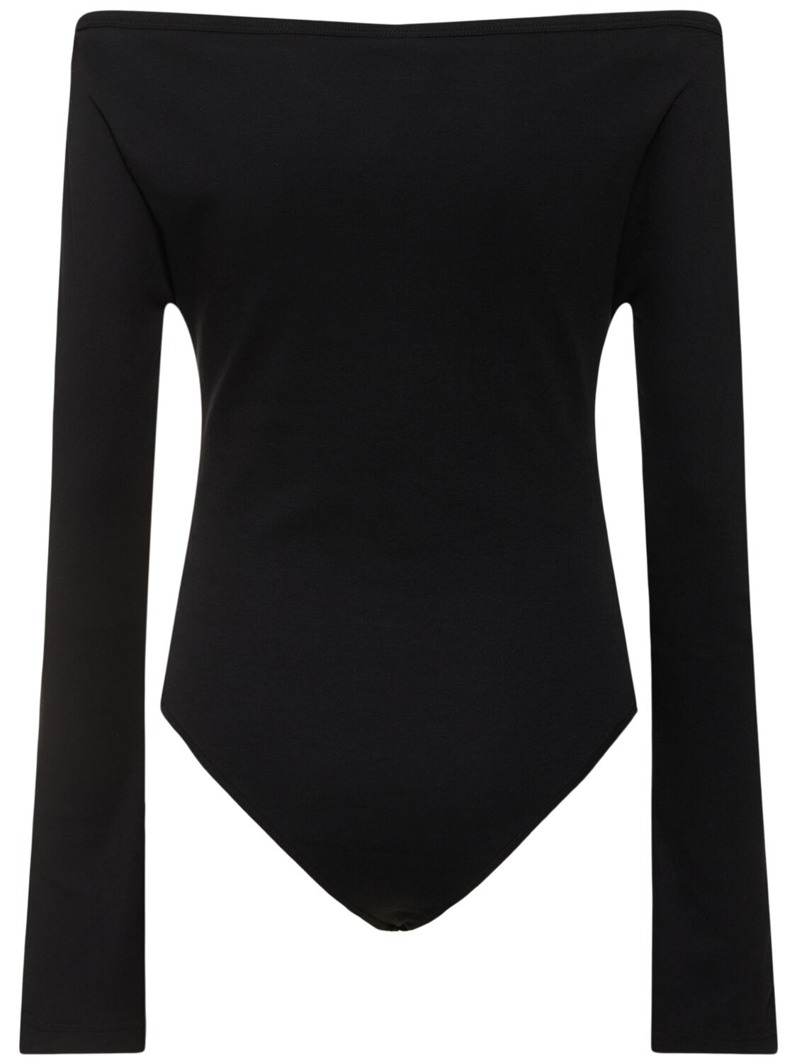 Shop Courrèges Drop Jersey Cotton Bodysuit In Black