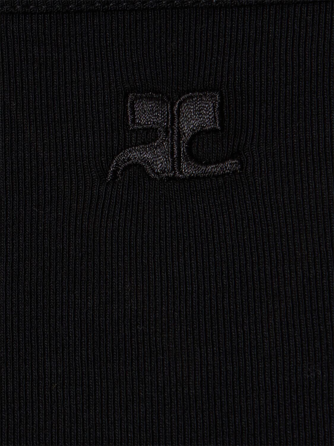 Shop Courrèges Drop Jersey Cotton Bodysuit In Black