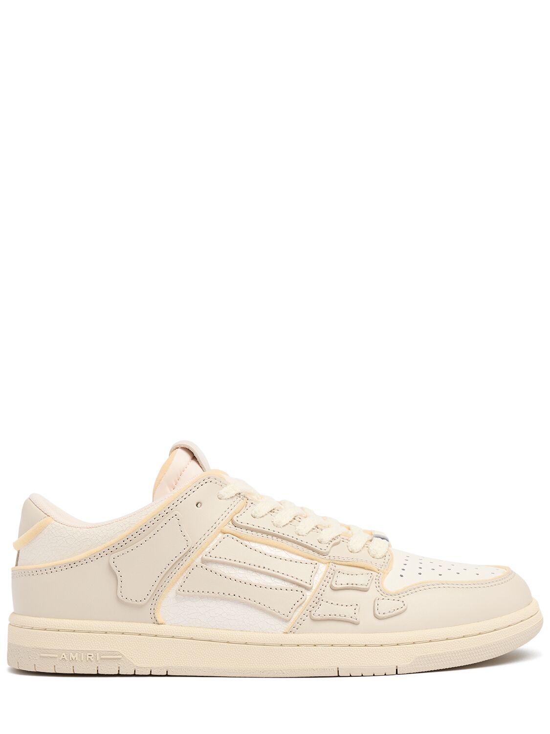 Shop Amiri Collegiate Skel Top Low Sneakers In White/beige