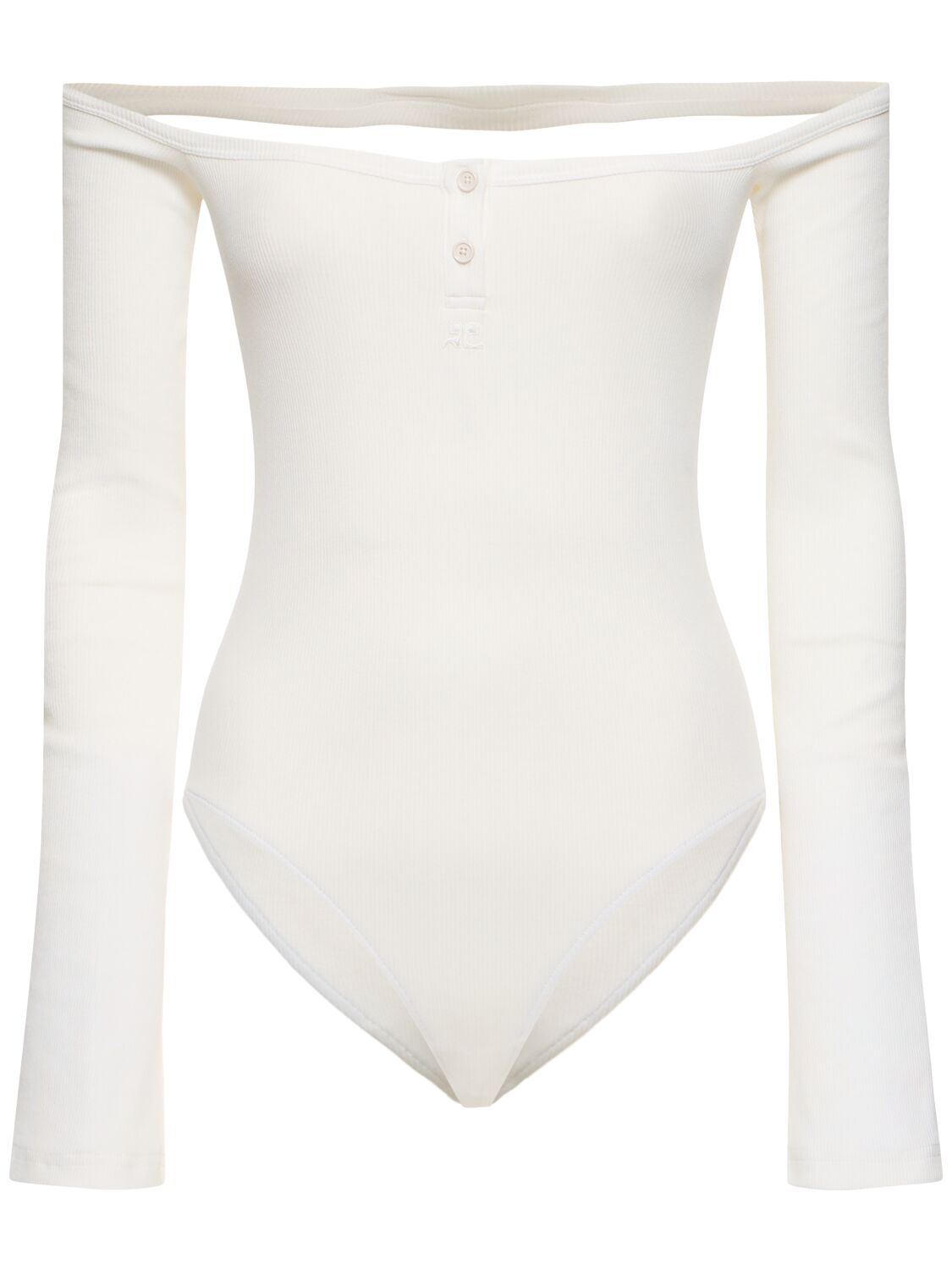 Courrèges Hyperbole 90s Ribbed Cotton Bodysuit In White