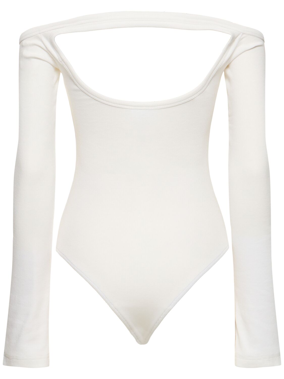 Shop Courrèges Hyperbole 90s Ribbed Cotton Bodysuit In White