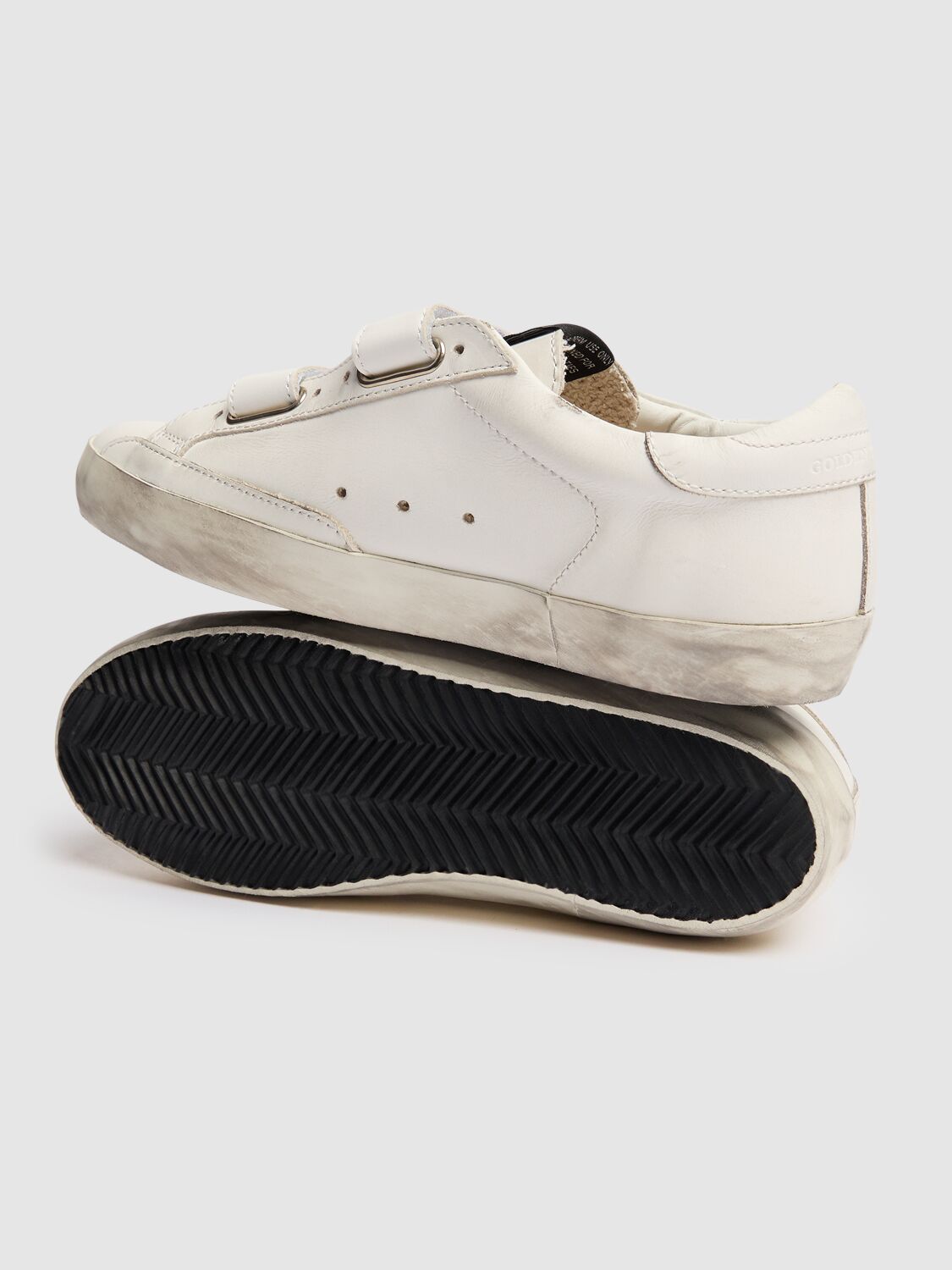Golden Goose Old School Leather Strap Sneakers In White